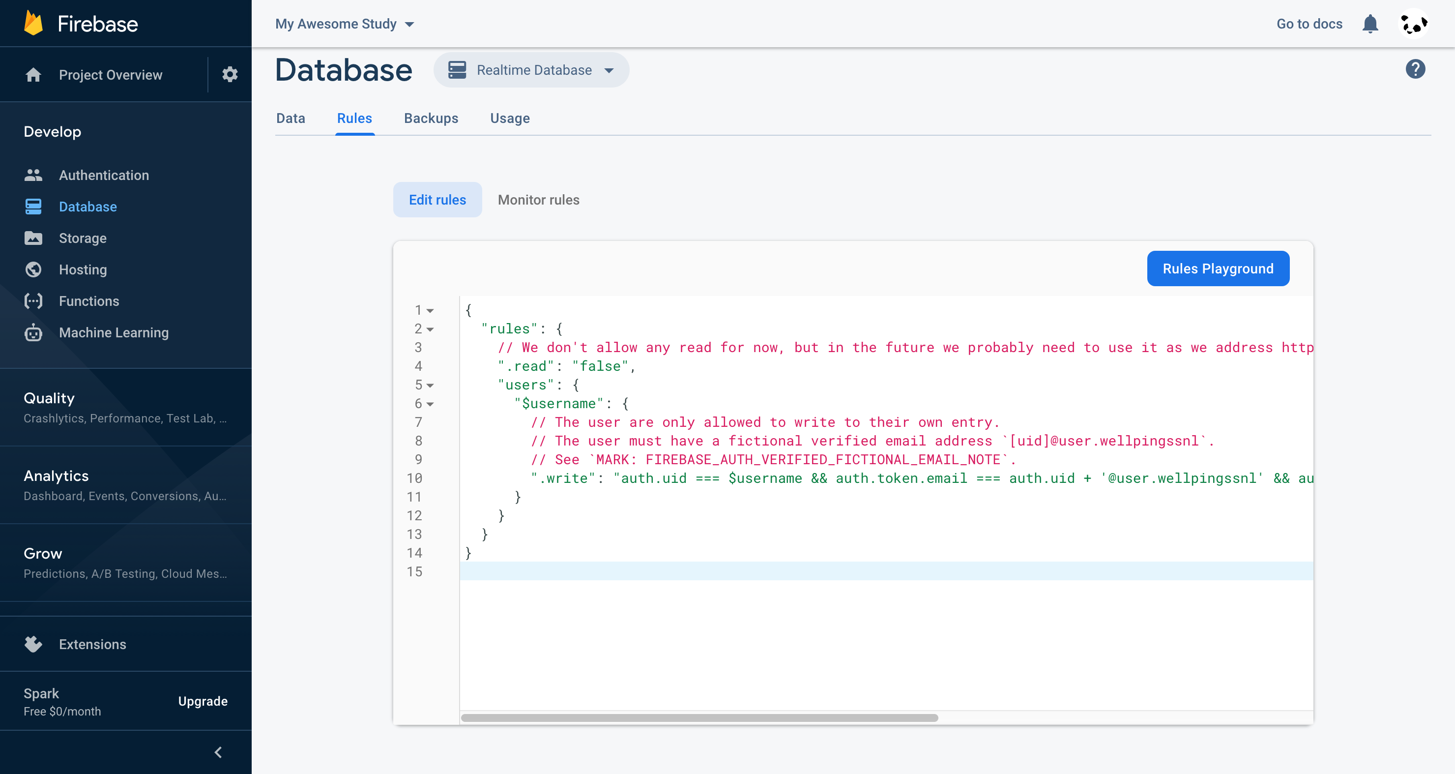 Firebase Realtime Database - set rules 2